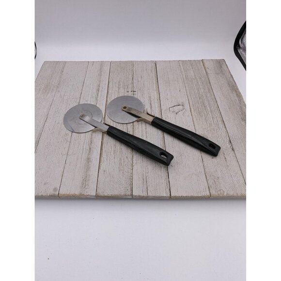 Set of 2 Ekco Pizza Cutter Blade 2 5/8" Diameter 8" USA Stainless Steel Black - Picture 4 of 6